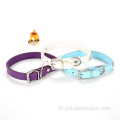 Pu Pu Leather brillant des colliers en strass pour chiens